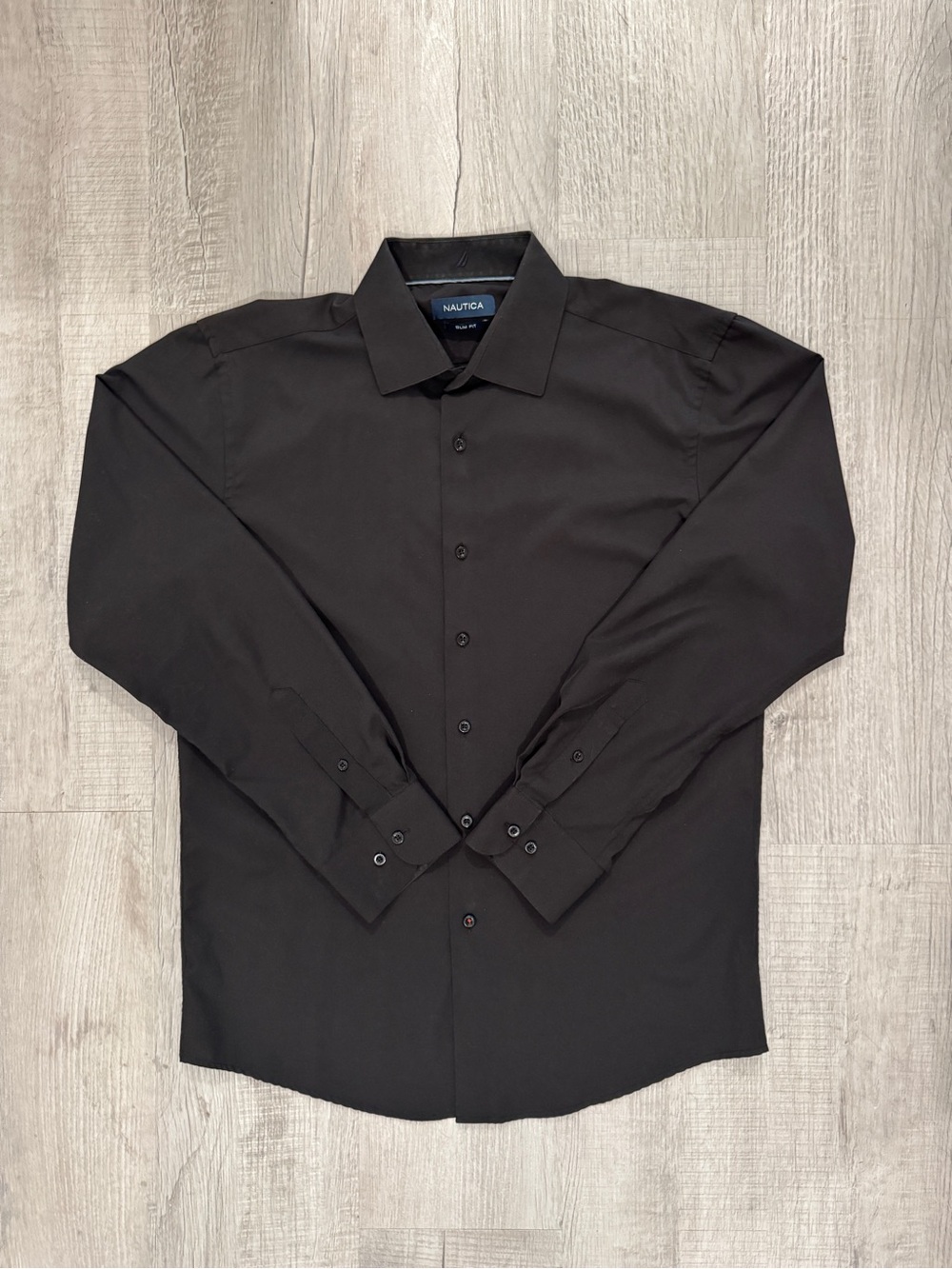 Nautica Men's Black Long-Sleeve Dress Shirt